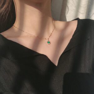 Qafore e praruar në ari me guri sintetik, artë/gjelbër - Figura 3