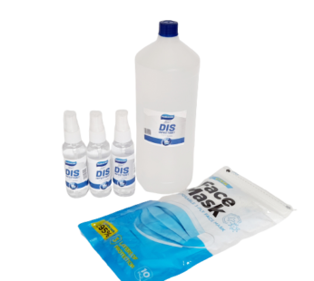 Set 3 dezinfektues 60ml DAE3, alkool etilik 1L, 10 maska