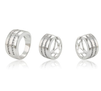 Set unazë, vathë të veshura në platin, 16.51mm