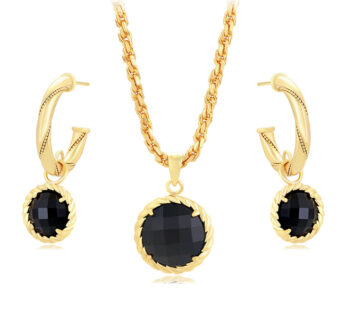 Set Xuping të praruara në ar 24 karatësh QVAZ9 – qafore + vathë, artë/zezë