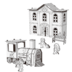 Set kreativ për ngjyrosje dhe ndërtim Arnas Toys - Stacioni i trenit 3D - Figura 3