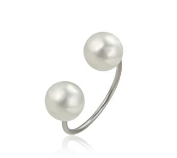 Unazë e hapur me dy gurë U2GAB, argjendtë/bardhë