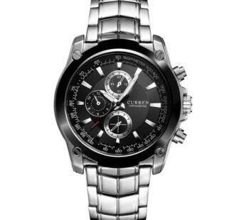 Orë dore për meshkuj Curren, argjend/ e zezë 10112
