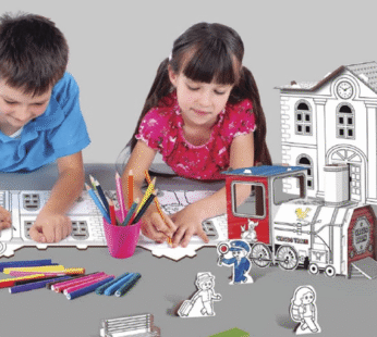Set kreativ për ngjyrosje dhe ndërtim  – Stacioni i trenit 3D