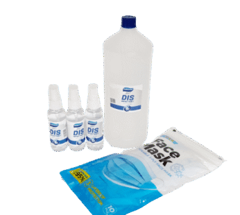 Set 3 dezinfektues 60ml DAE3, alkool etilik 1L, 10 maska